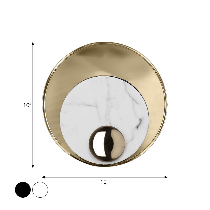 BowLift | Peacock Feather Wall Lantern Designer Marble Living Room LED Ceiling Light in Black/White and Gold