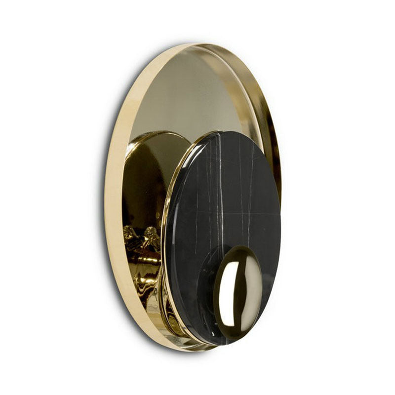 BowLift | Peacock Feather Wall Lantern Designer Marble Living Room LED Ceiling Light in Black/White and Gold