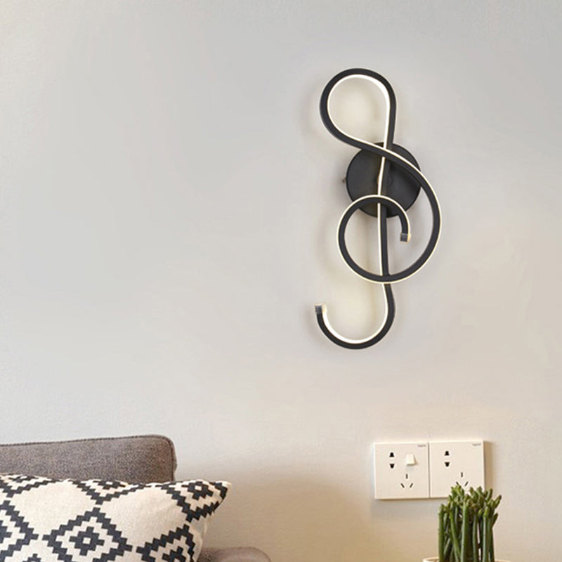 BowLift | Minimalistic LED Wall Spotlight Black/White Wavy/Musical Nocturne/Combined Wall Lamp with Acrylic Shade for Bedroom