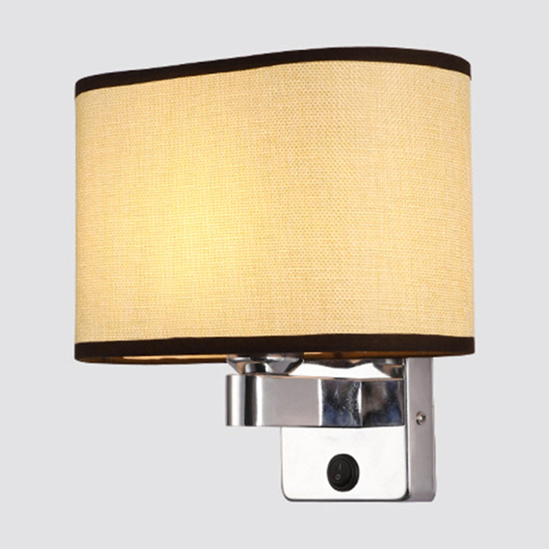 BowLift | 1-Light Bedroom Wall Lamp Nordic Black/White/Beige and Chrome Wall Light with Oval/Square Fabric Shade