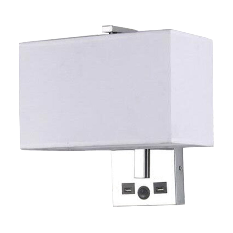 BowLift | Fabric Rectangle Wall Light Kit Minimalist Single-Bulb Beige/Black/White Wall Lamp with USB Port