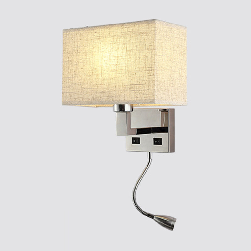 BowLift | Fabric Cuboid Wall Light Kit Minimalist 1-Light White/Beige Spotlight Wall Lamp with Charging Port
