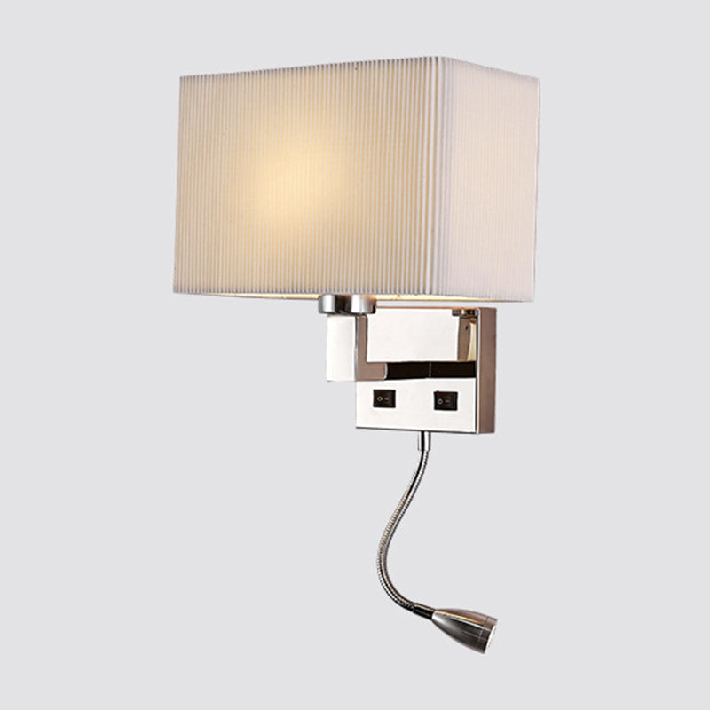 BowLift | Fabric Cuboid Wall Light Kit Minimalist 1-Light White/Beige Spotlight Wall Lamp with Charging Port