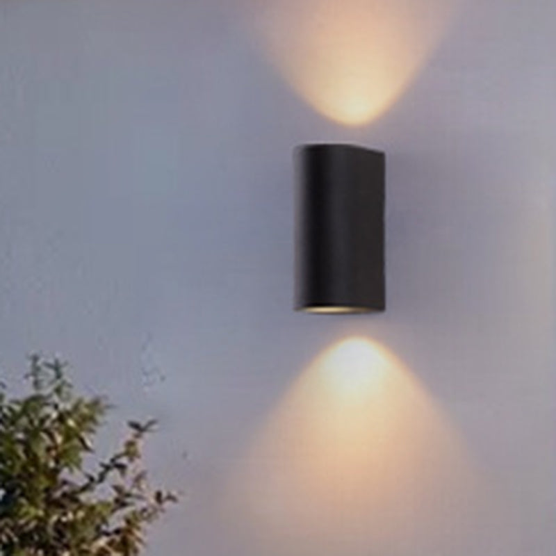 BowLift | Black Small/Big Cylinder Wall Lamp Minimalist Aluminum LED Flush Wall Light for Outdoor Areas