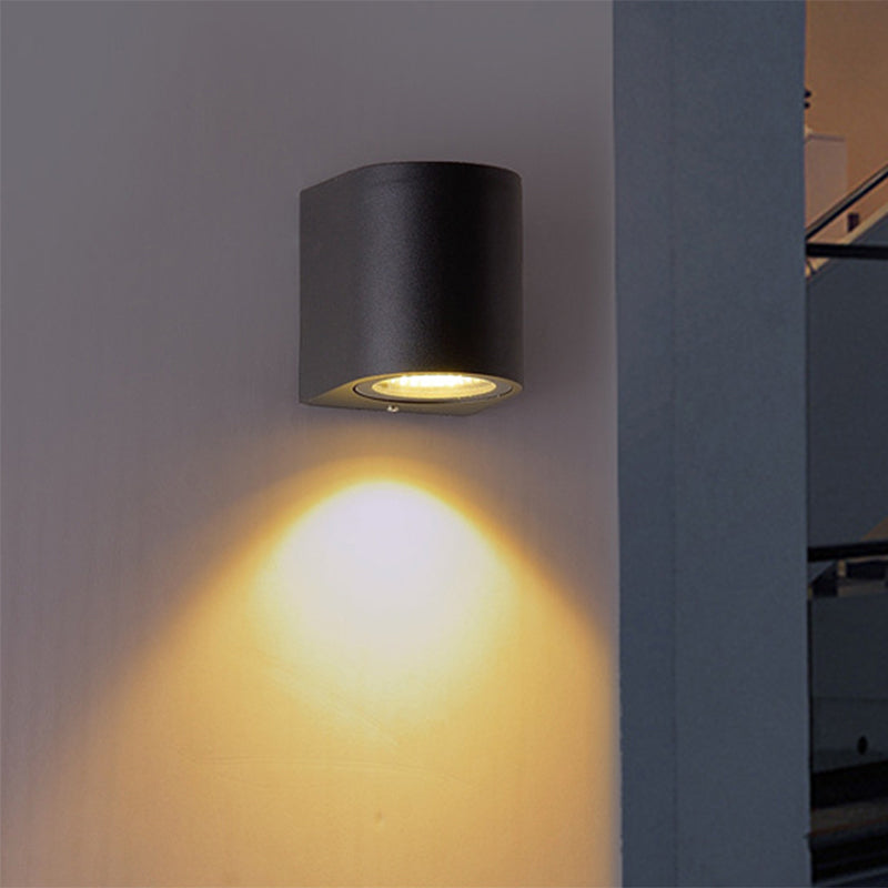 BowLift | Black Small/Big Cylinder Wall Lamp Minimalist Aluminum LED Flush Wall Light for Outdoor Areas