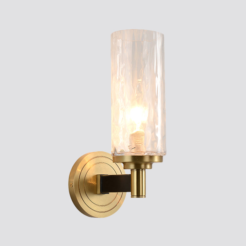 BowLift | Cylinder/Ball-Shaped Wall Light Postmodern Water Glass/Cut Crystal 1 Bulb Gold Wall-Mounted Light for Living Room