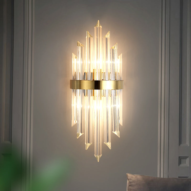 BowLift | 1/2/3-Bulb Living Room Wall Light Modern Gold Wall Light with Flute/3-Tier/Cylinder Crystal Shade