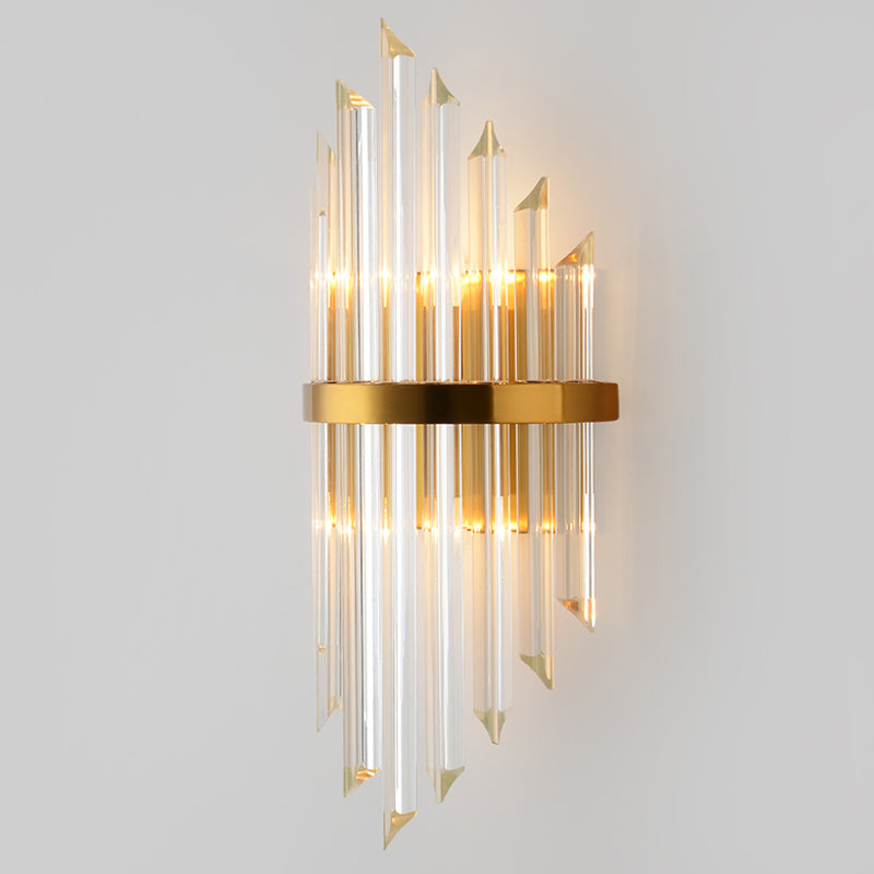 BowLift | 1/2/3-Bulb Living Room Wall Light Modern Gold Wall Light with Flute/3-Tier/Cylinder Crystal Shade
