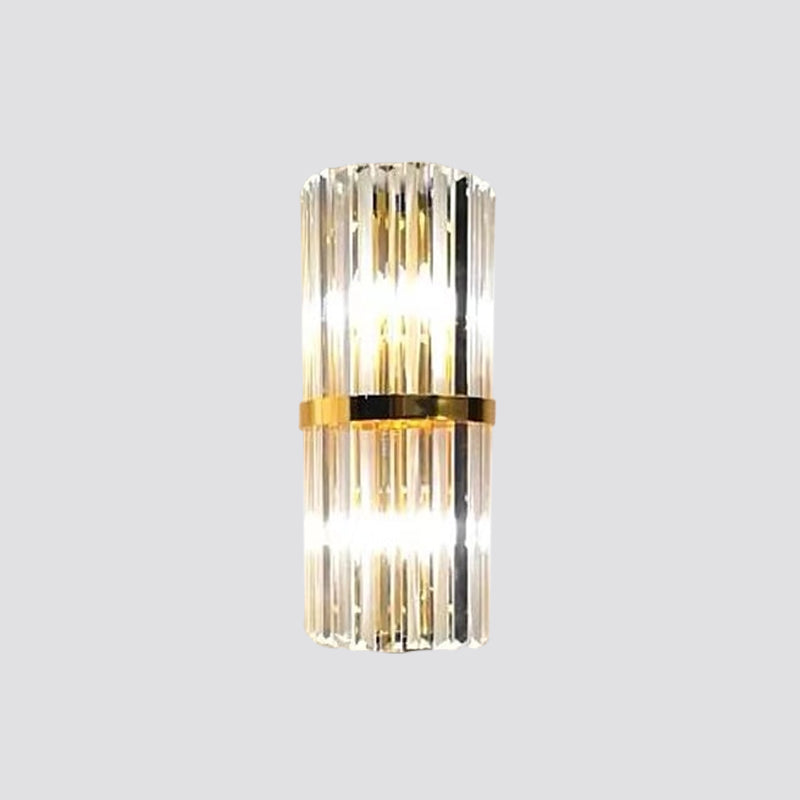 BowLift | 1/2/3-Bulb Living Room Wall Light Modern Gold Wall Light with Flute/3-Tier/Cylinder Crystal Shade