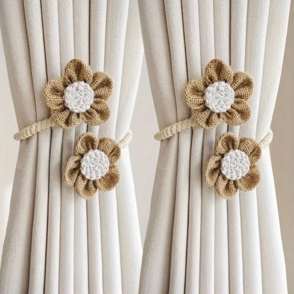 BowLift | Floral Hemp Curtain Tie Back | 2Pcs Set