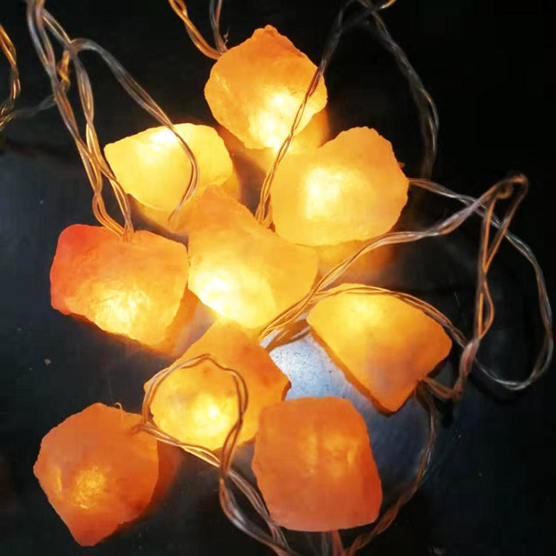 BowLift | SolaraGleam Himalayan Salt String Lights | Warm Amber Light | Portable Natural Crystal Decoration for Home