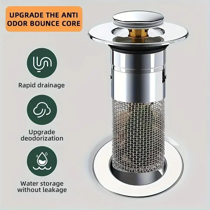 BowLift | Stainless Steel Pop-Up Drain Strainer for Effortless Clog Prevention