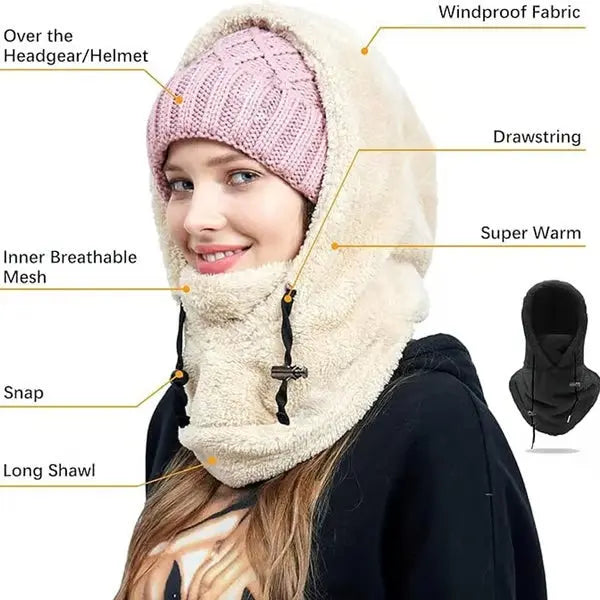 BowLift | Windproof Sherpa Hooded Ski Mask for Ultimate Cold PRedection