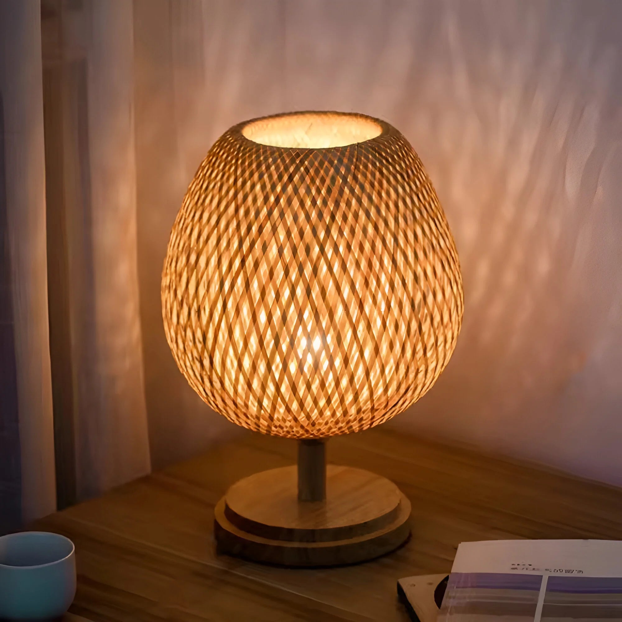 BambooGlow – Handwoven Rattan Table Lamp
