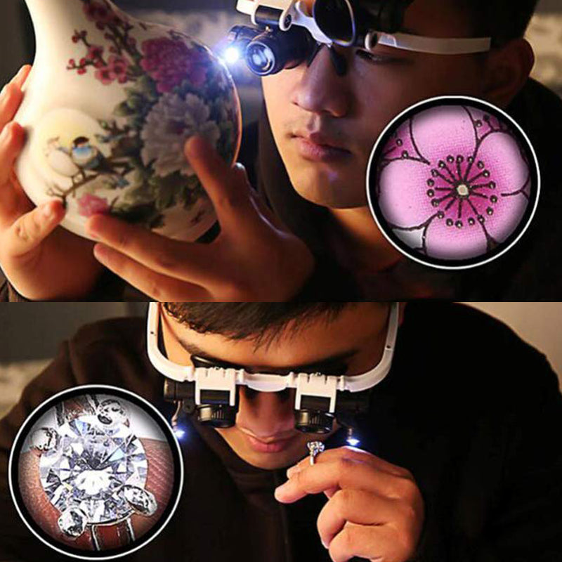 BowLift | Magnifying Glasses with Dual LED Illumination | 8x, 15x, & 23x Combined Magnification | High-Definition Acrylic Optics | 180° Rotatable Lens System | Adjustable 5mm Lateral Alignment & Retractable Arms