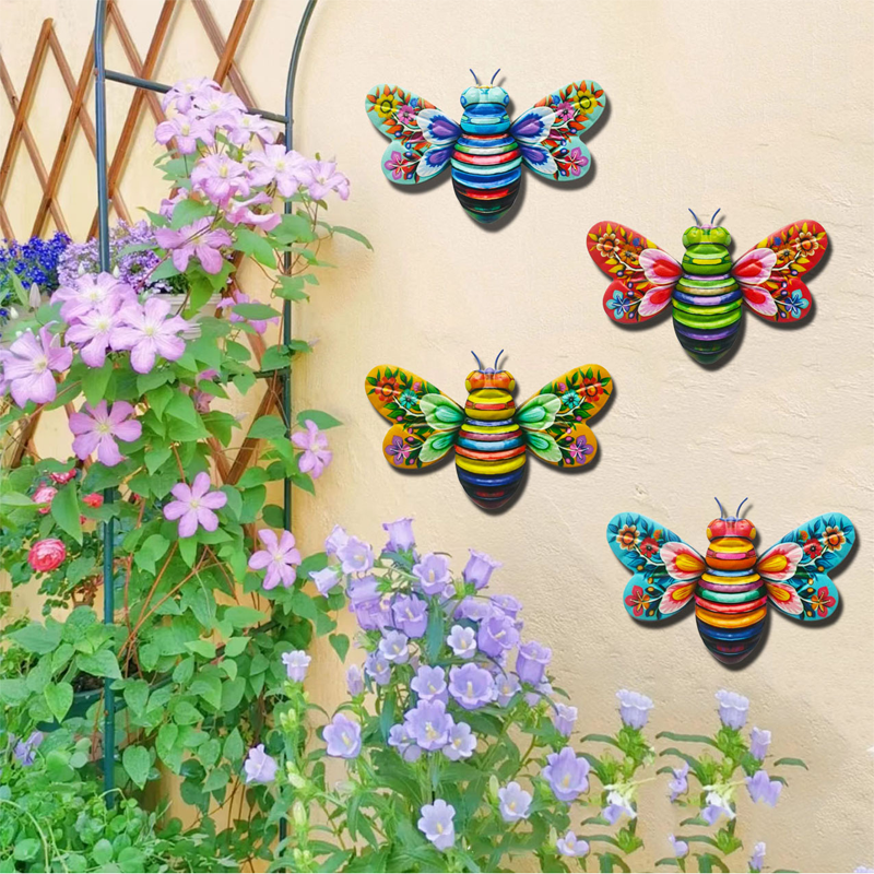 BowLift | Iron Bee Art Sculpture Hanging Wall Decorations for Garden