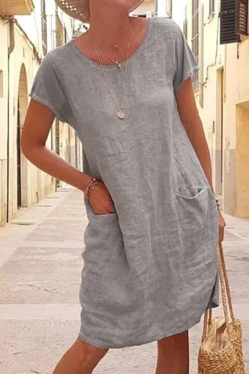 Relaxed Shirt Dress in Linen Blend