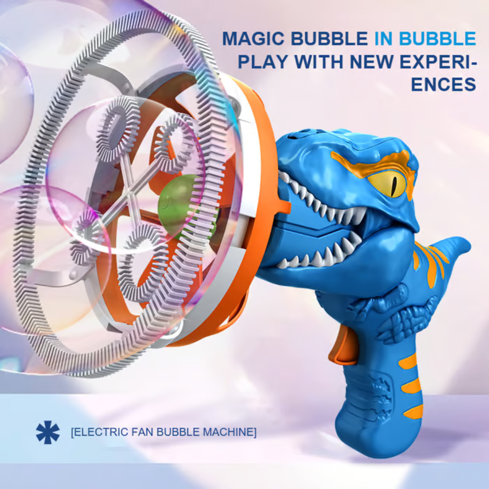BowLift | Kids Dinosaur Bubble Blaster | Portable Bubble Machine | 1000+ Bubbles/Min