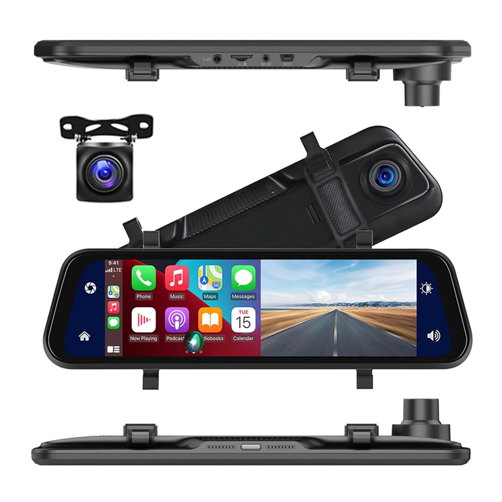 BowLift | VisionMirror Pro – Ultra HD Mirror Dash Cam with Wireless CarPlay & Android Auto