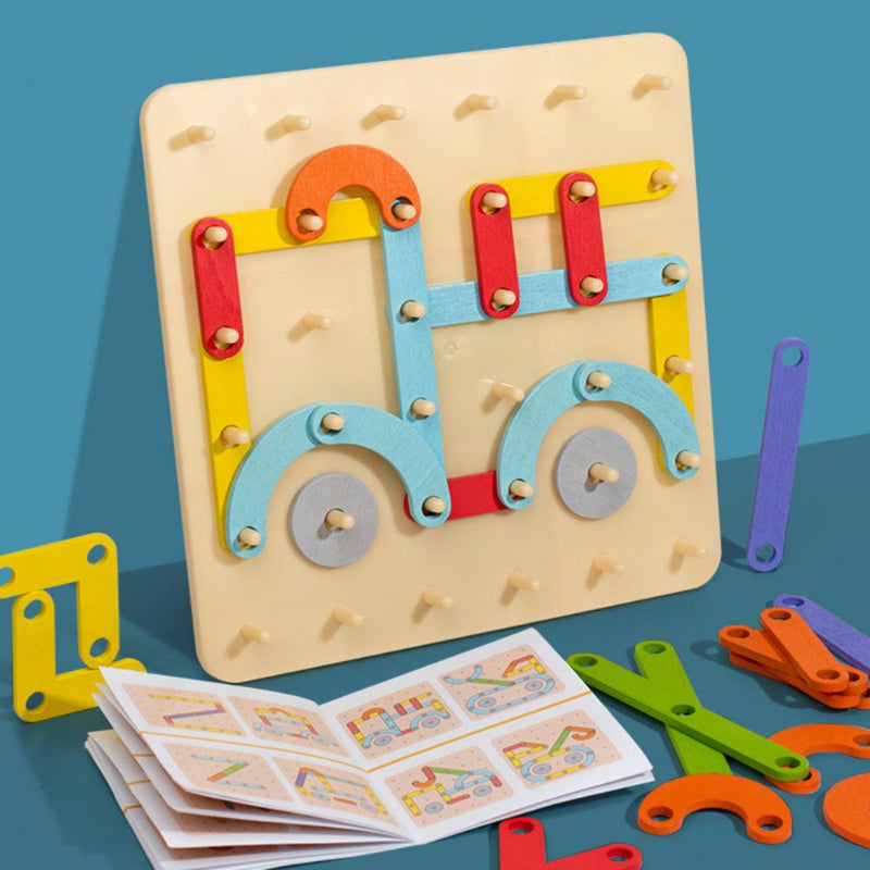 BowLift | Montessori Toys Pegboard Puzzle, Wooden Educational Board for Toddlers