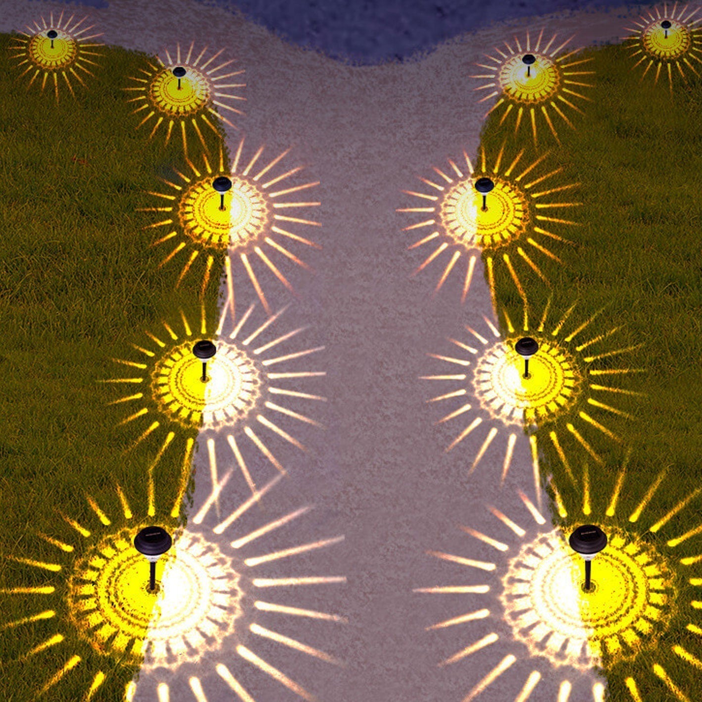 BowLift | Solar waterproof circular divergent light shadow design LED outdoor garden decorative light