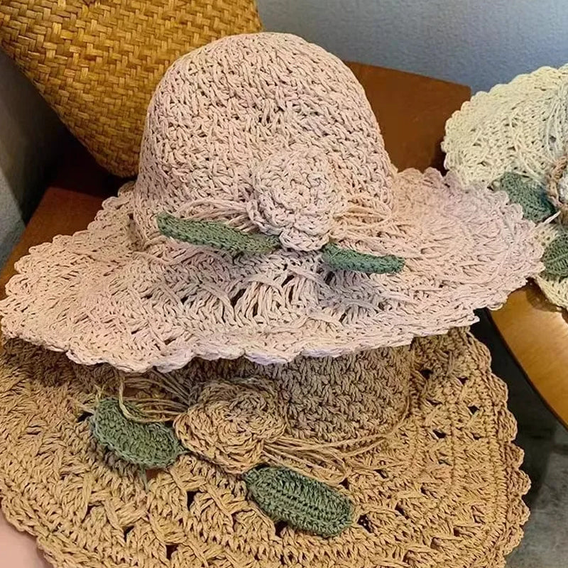 BowLift | Elegant Crochet Straw Hat with Ruffle Detail