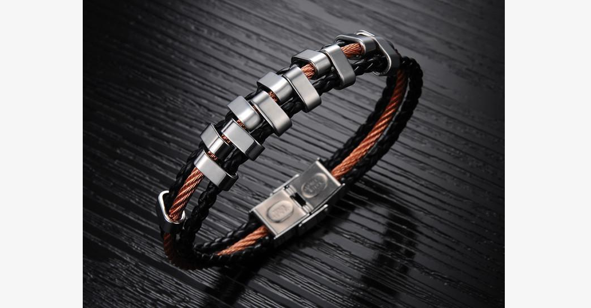 BowLift | Rough Tracks Stainless Steel Men's Bracelet