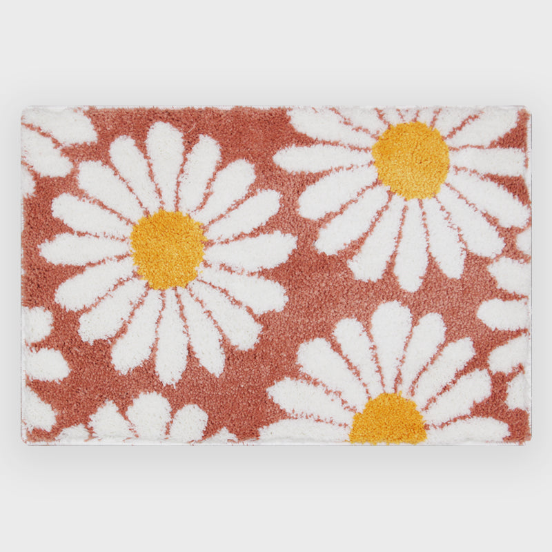 BowLift | Feblilac Sweet Daisy Bath Mat, Purple Flower Carpet Bathroom
