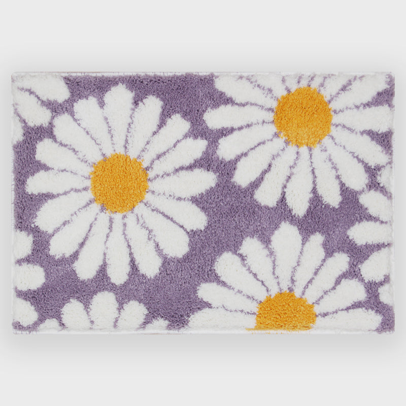 BowLift | Feblilac Sweet Daisy Bath Mat, Purple Flower Carpet Bathroom