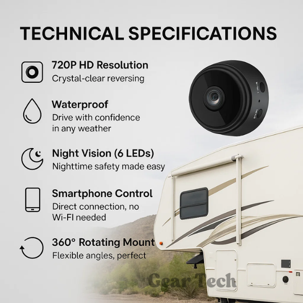 BowLift | HD Wireless Backup Camera for RVs, Trucks, and Trailers - Night Vision, Waterproof, Easy Installation