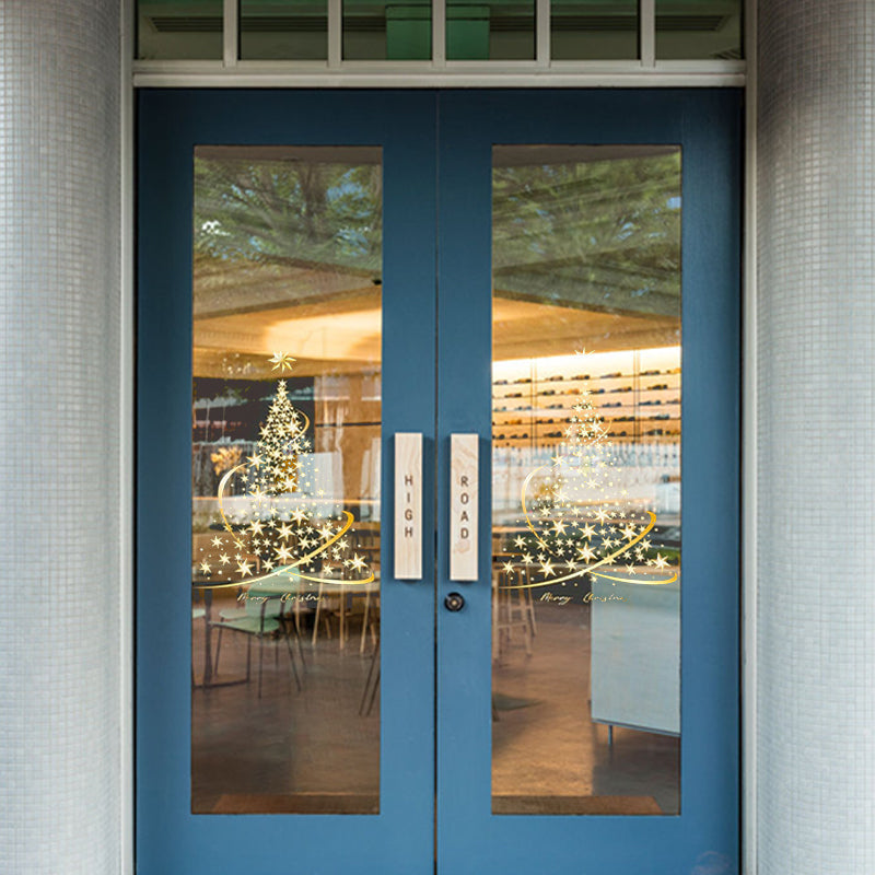 BowLift | Golden Christmas Tree Window Clings Stickers for Glass