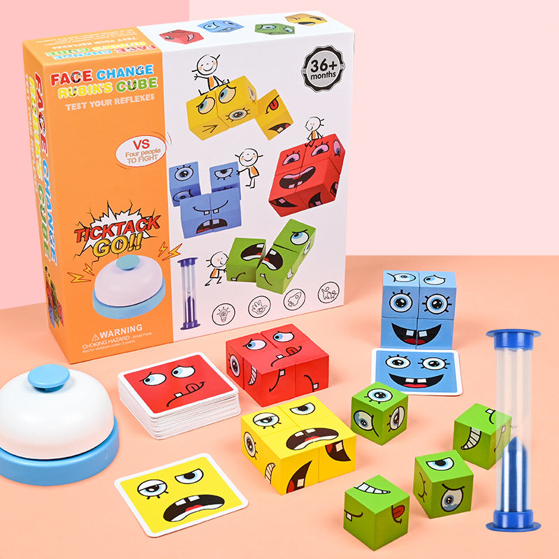 BowLift | Children's Wooden Face Changing Magic Cube Building Block Toy Set