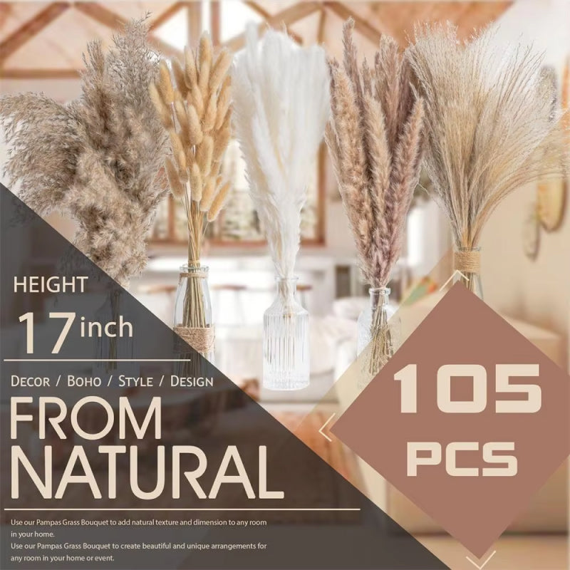 BowLift | 105pcs Natural Dried Flowers Pampas Grass Bouquet