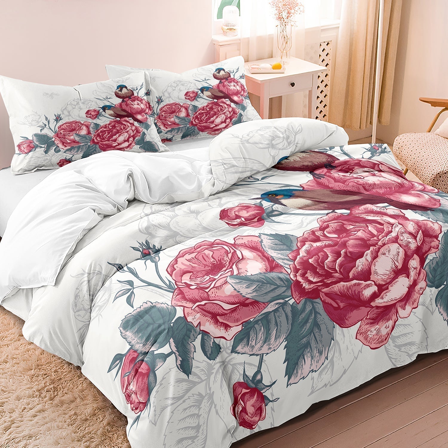 BowLift | PetalFlight - Soft Floral and Bird Bed Linen