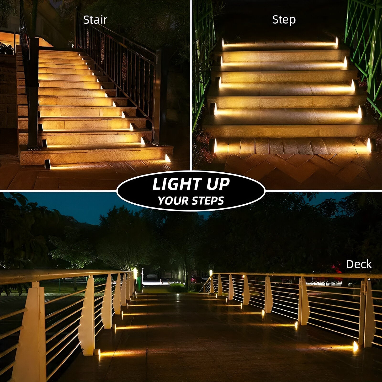BowLift | 2-Pack Triangular Solar Step Lights – IP67 Waterproof LED Outdoor Garden Lights