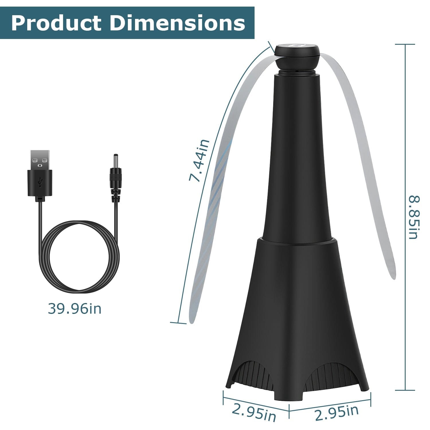 BowLift | 2-pack: Carrying fan with reflective fly repellent, rechargeable battery operated