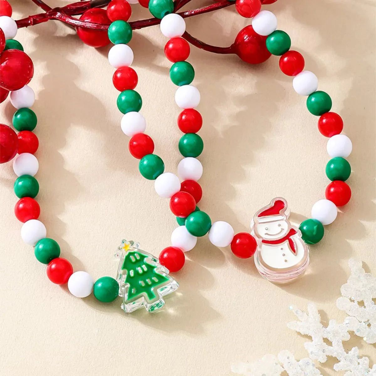 BowLift | 2 Piece Christmas Beaded Necklace with Holiday Charms