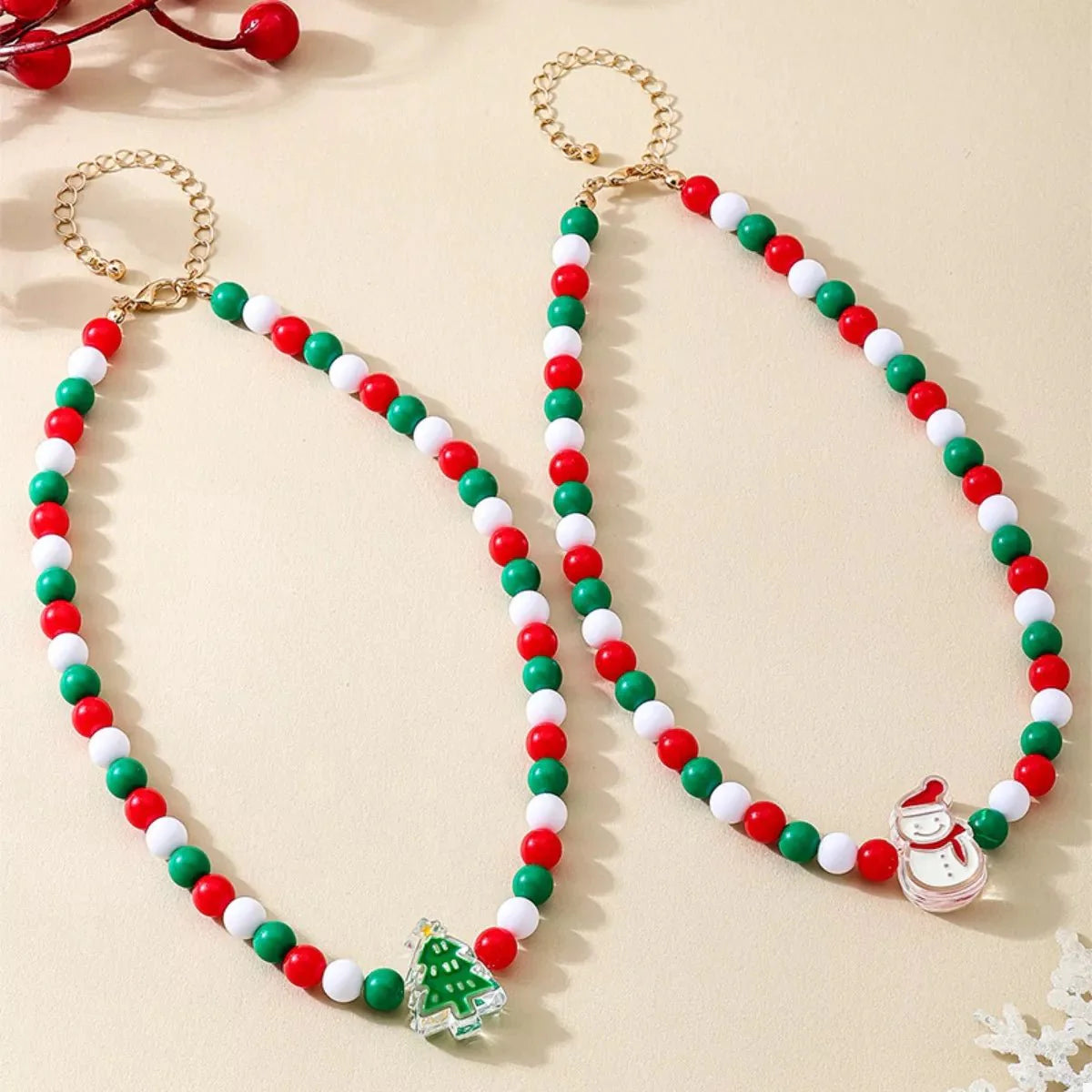 BowLift | 2 Piece Christmas Beaded Necklace with Holiday Charms