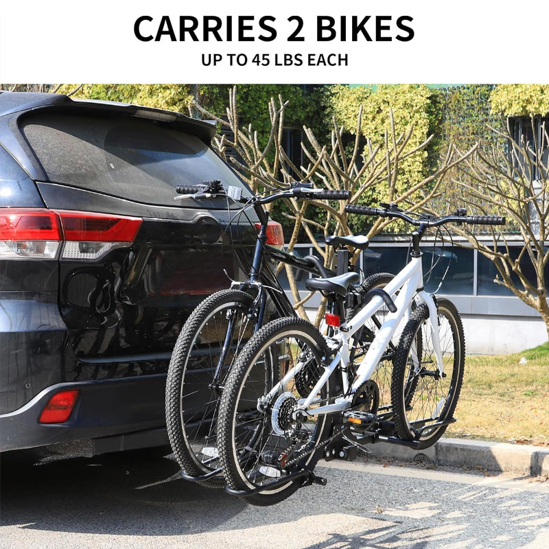 BowLift | 2-Bike Hitch Bike Rack 90 lbs Capacity Tiltable Bicycle Carrier Rack with Hitch Tightener and Strap