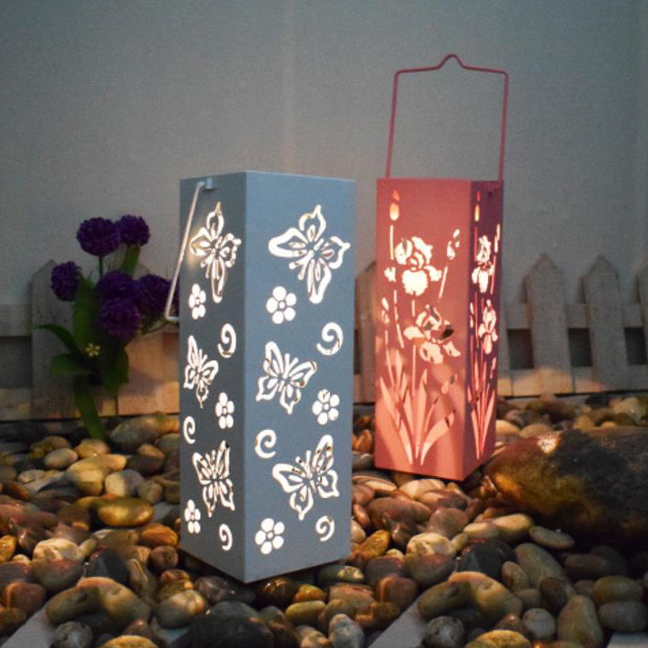 BowLift | Solar Butterfly Rose Pattern Hollow Column LED Outdoor Waterproof Decorative Lamp