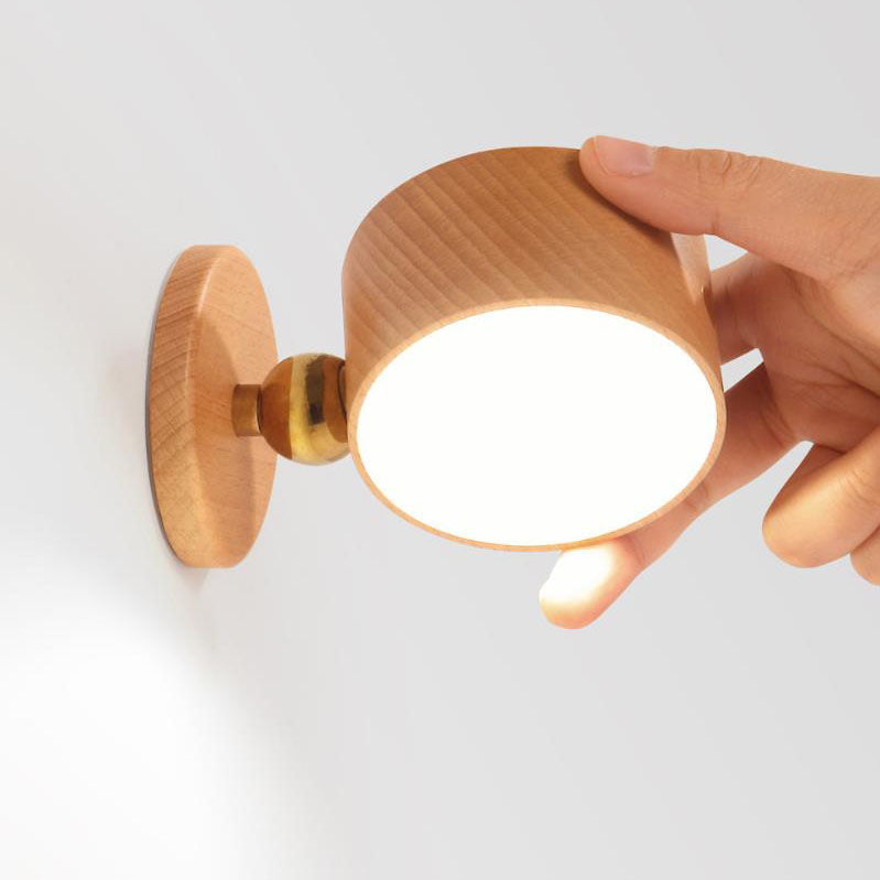 BowLift | Simple wood USB rechargeable touch magnet LED night light wall sconce lamp