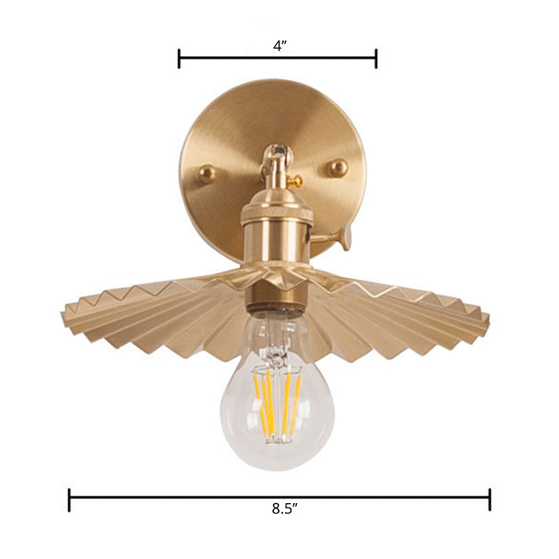 BowLift | 1 Light Cone Wall Lighting Ideas Industrial Brass Metal Wall Mounted Lamp for Nightstand