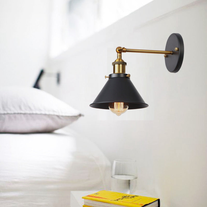 BowLift | Metal straight arm wall lighting fixture factory 1 bulb dining room wall lamp in black and brass