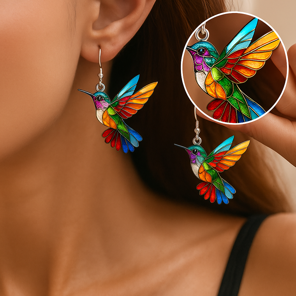 BowLift | Colorful Hummingbird Earrings – Cheerful Dangle Jewelry with Flying Bird