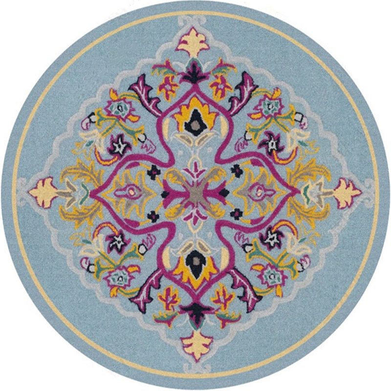 BowLift | Ethnic Multicolor Floral Rug Synthetic Pearls Rug Non-Slip Backing Pet-Friendly Machine Washable Rug for Large Room