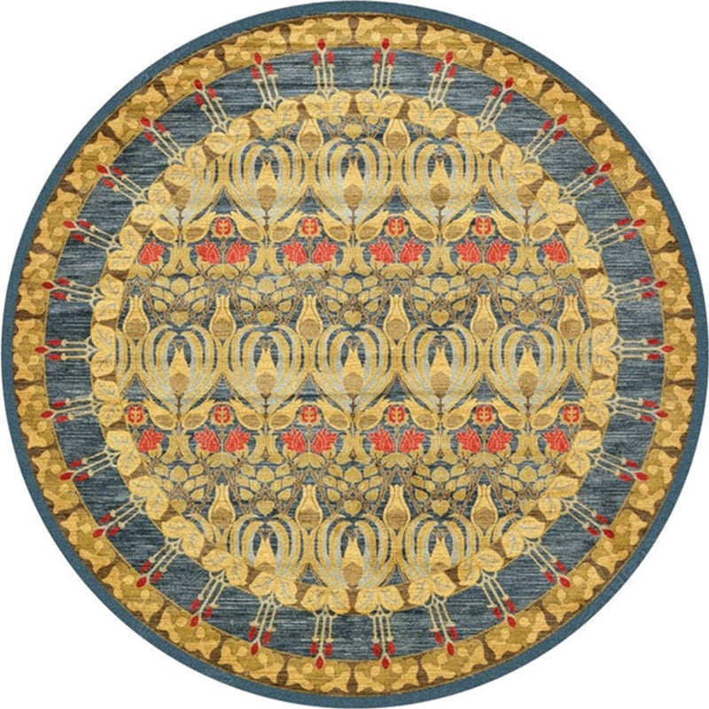 BowLift | Ethnic Multicolor Floral Rug Synthetic Pearls Rug Non-Slip Backing Pet-Friendly Machine Washable Rug for Large Room