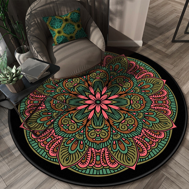 BowLift | Glamorous layered floral pattern rug multicolored Moroccan rug polypropylene stain resistant non-slip backing machine washable rug for home