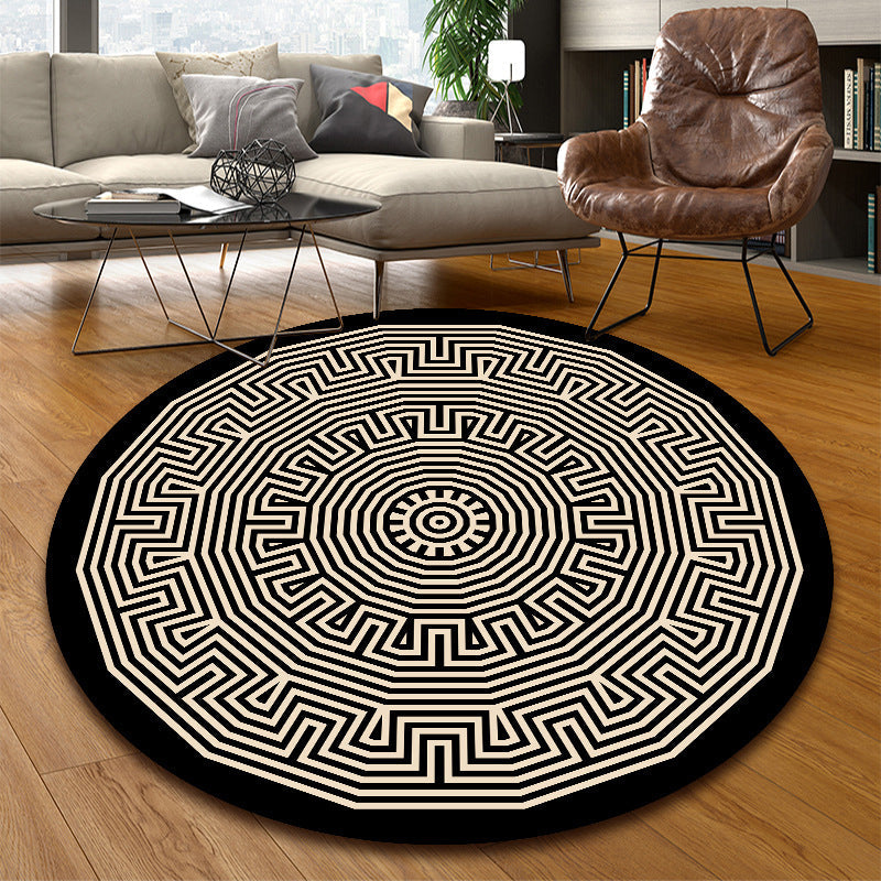 BowLift | Unique multicolored mandala rug Synthetic Moroccan rug stain resistant non-slip backing machine washable rug for the front door