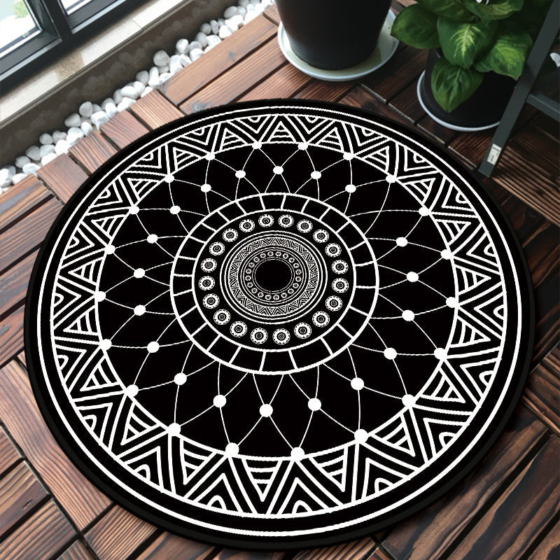 BowLift | Classic Multicolor Mandala Rug Polypropylene Moroccan Rug Stain Resistant Machine Washable Non-Slip Rug for the Door