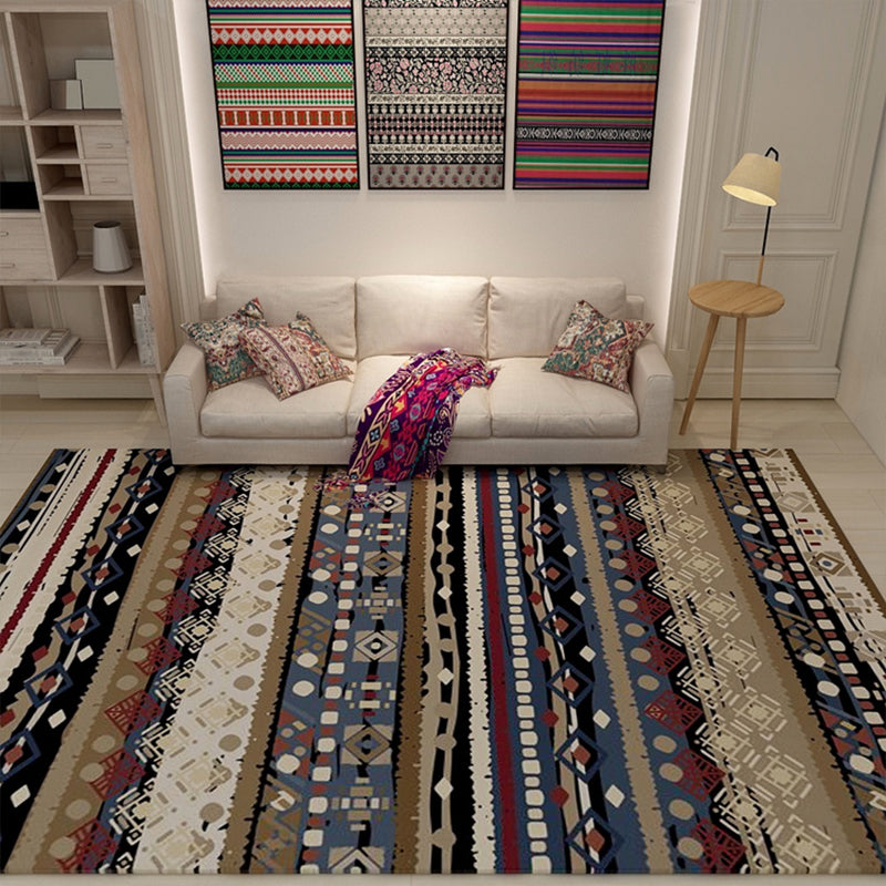 BowLift | Color back Moroccan style rug Polymer geometric pattern rug non-slip bottom machine washable stain-resistant rug for indoor use